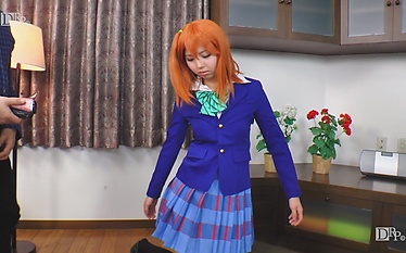 Red-haired minx Ai Misaki being banged from behind while sucking a cock