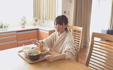 bent Riina Okamoto over the table and fucked her