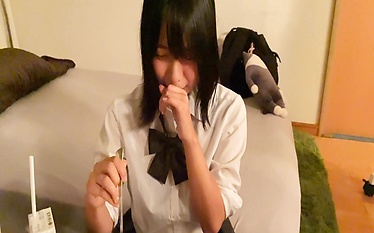Mayu Shinomiya is a horny schoolgirl with a good shape