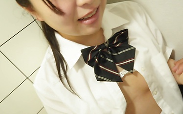 Naughty Schoolgirl Can't Get Enough of Public Toilet Action