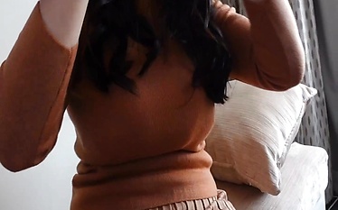 Watch this gorgeous asian model tease in her lacy underwear for your pleasure