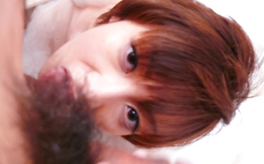 Akina Hara in a warm bath give a japan blowjob