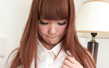 Busty Anju Akane steps out of the shower and sucks cock