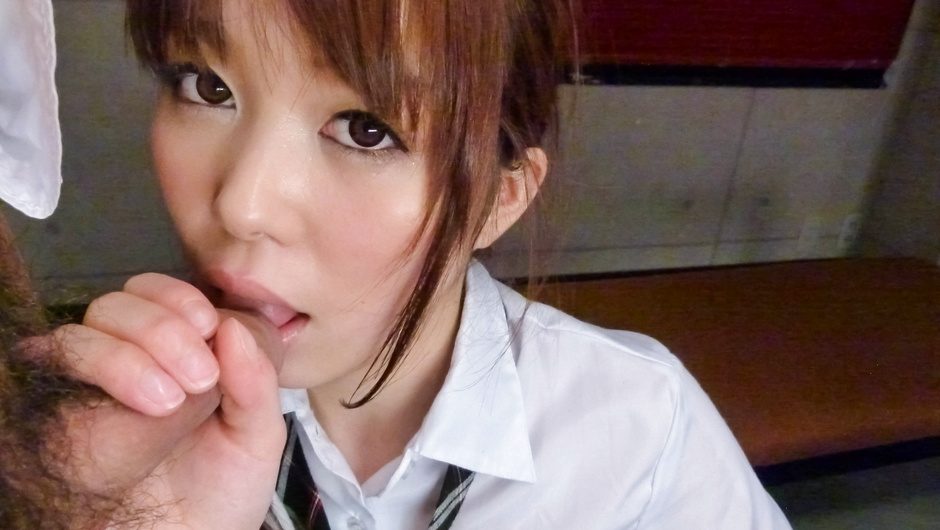 Schoolgirl Moe Sakura Gives an Asian Blow Job